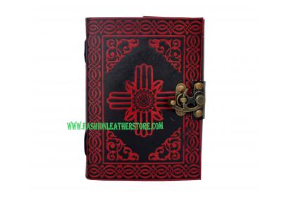 Handmade Red With Black Color Shadow Indra Celtic knot Leather Journal Notebook Diary Book 